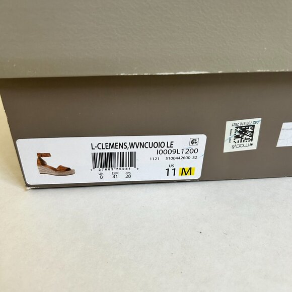 Size 11 Women's Brown Leather Franco Sarto Clemens Wedge Espadrille Sandals - Picture 6 of 9